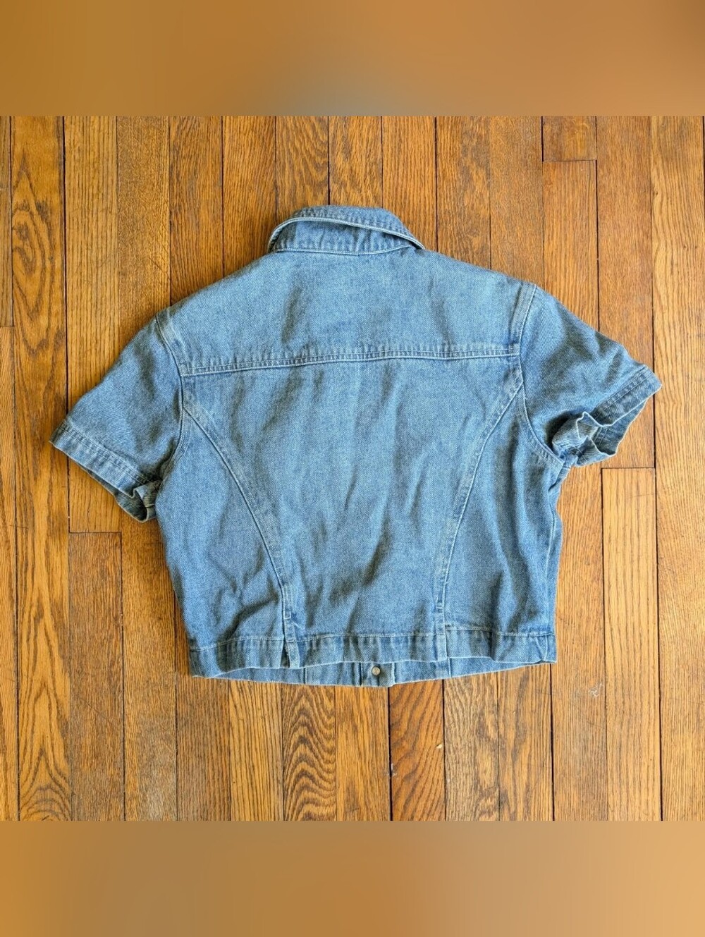 Vintage 90's Y2k Gap Cropped Denim Button-up Collared Top - Picture 2 of 5